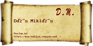 Dús Miklós névjegykártya
